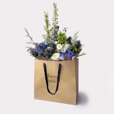 Bubbly Blues Hand Tied Bouquet in Bag