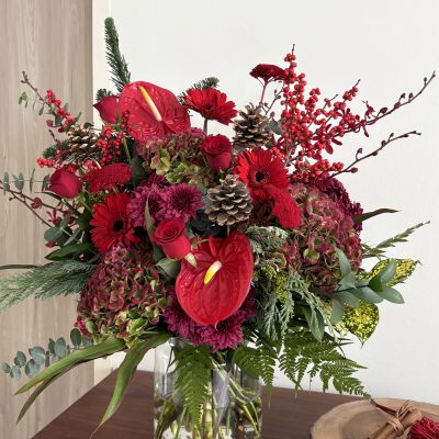 Jingle All The Way Red and Gold Christmas Flower