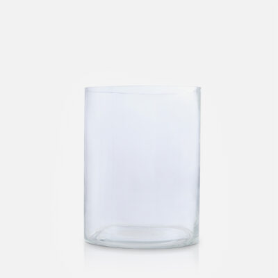 Large wide glass vase for flower arrangements