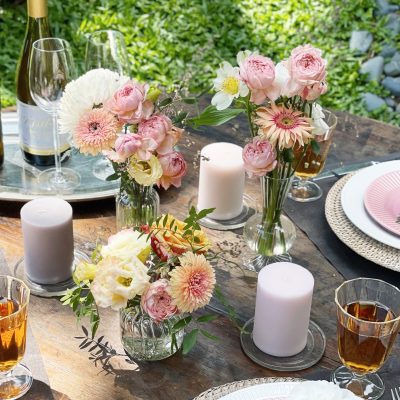 Peach Floral Wedding Bud Vases