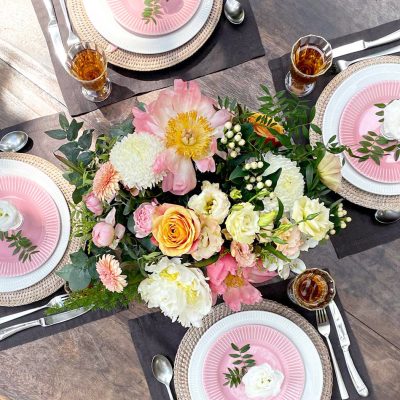 Peach Floral Wedding Side Display Decor