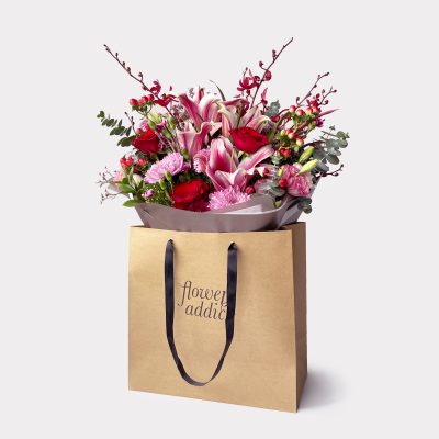 Red Velvet Rose Bouquet Wrapped in Bag