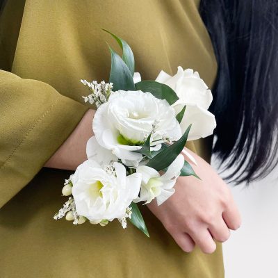White Wrist Corsage Wedding Flowers Singapore